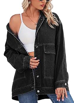 新品未使用OVER SIZE DENIM JACKET WITH CULOTTE PAODIKUAI Women's Oversized Denim Jacket Casual Long Sleeve